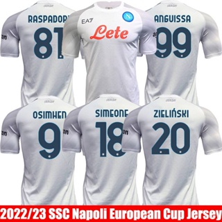 เสื้อกีฬาแขนสั้น ลายทีมชาติฟุตบอล Napoli Away Zielinski Osimhen Angvissa Simeone Raspadori 2022-2023