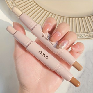 Hot Sale# NOVO5494 three-dimensional double-headed high-gloss stick concealer face-repairing shadow three-dimensional nose shadow high-gloss repair pen 8cc