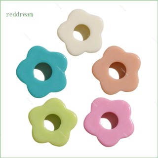 Redd จี้ลูกปัดเรซิ่น รูปดอกไม้ห้ากลีบ สีแดง สําหรับทําเครื่องประดับ DIY 5 ชิ้น