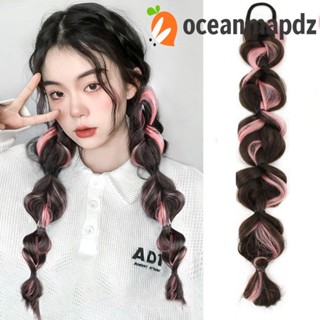 Oceanmapdz ไฮไลท์ผมหางม้า DIY สาว ต่อผม ยืดหยุ่น ปลอม สังเคราะห์ ถักเปีย ยางรัดผม บิดเชือกถัก