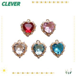 Clever จี้สร้อยคอ รูปหัวใจ ประดับเพทายคริสตัล พลอยเทียม 7 สี สําหรับทําเครื่องประดับ DIY 14 ชิ้น