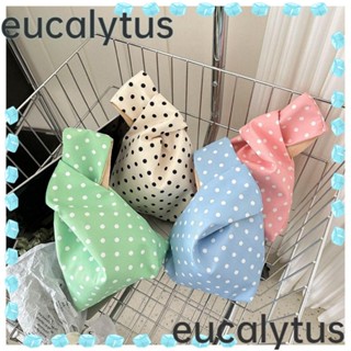 Eucalytus1 กระเป๋าถือ กระเป๋าช้อปปิ้ง ผ้าแคนวาส ลายจุด ขนาดเล็ก น้ําหนักเบา เหมาะกับฤดูร้อน สําหรับผู้หญิง