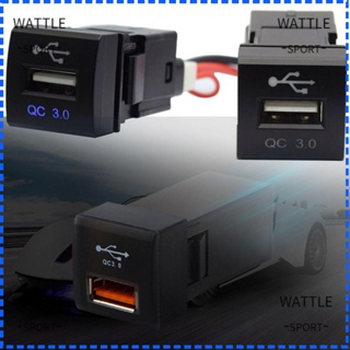 Wattle อะแดปเตอร์ซ็อกเก็ตชาร์จ USB 12-24 V QC3.0 ABS ทนทาน สําหรับรถยนต์