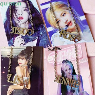 Quinton สร้อยคอโซ่ จี้ตัวอักษร LISA JISOO BLACKPINK ROSE สไตล์ฮิปฮอป สําหรับผู้หญิง