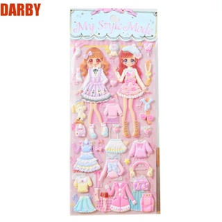 Darby สติกเกอร์ PVC ลายการ์ตูนเจ้าหญิง 3D 3D DIY สําหรับตกแต่ง