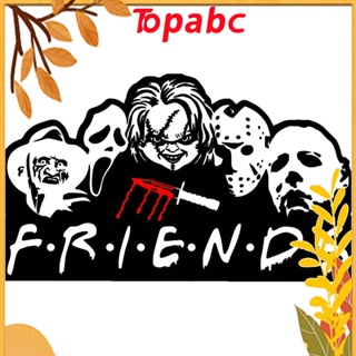 Top สติกเกอร์ไวนิล ลายหนังสยองขวัญ Freddy Jason Chucky Myers Ghost Maniac Friends สีดํา สําหรับติดตกแต่งหน้าต่างรถยนต์