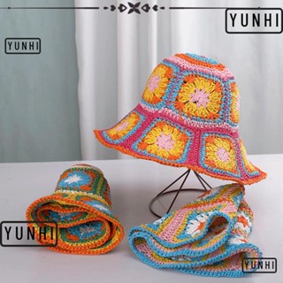 Yunhi หมวกฟาง ใหม่ ที่บังแดด ป้องกันรังสียูวี หมวกถัง