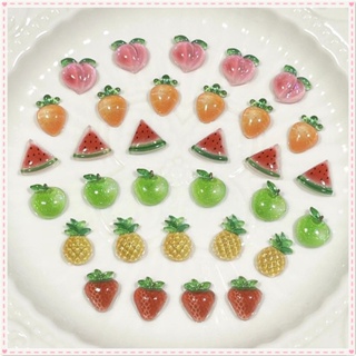 50pcs Nail Art Luminous Fruit Series Jewelry Resin Small Fresh Peach Strawberry Hairpin Earrings Nail Decoration Manicure Tool For Nail Shop JOYFEEL