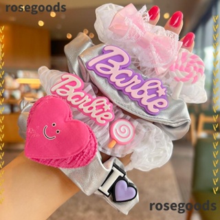 Rosegoods1 ยางรัดผม แบบยืดหยุ่น สีพื้น แฟชั่น สําหรับตุ๊กตาบาร์บี้ ผมหางม้า