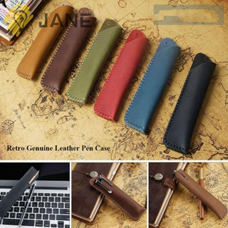 Jane กระเป๋าดินสอ หนังวัวแท้ แฮนด์เมด 170*35 มม. 10 สี สไตล์เรโทร