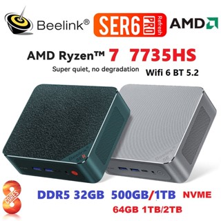 2023 Beelink SER6 PLUS Mini PC AMD Ryzen 7 7735HS DDR5 32GB 500GB/1T NVME SSD Windows 11 pro 6 BT5.2 8 Cores 16 Threads