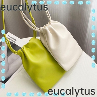 Eucalytus1 กระเป๋าถือ กระเป๋าสะพายไหล่ ความจุขนาดใหญ่ สีพื้น สําหรับสตรี