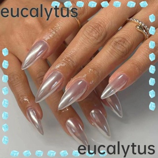 Eucalytus1 เล็บปลอม DIY แบบเรียบง่าย สไตล์ฝรั่งเศส 24 ชิ้น