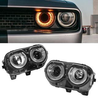 Happiness House VLAND LED ไฟหน้าโปรเจคเตอร์ลำแสงคู่เหมาะสำหรับ Dodge Challenger SRT Hellcat 2015-2020 LHD