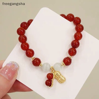 [FREG] ปีใหม่ สร้อยข้อมือ ลูกปัดนําโชค หรูหรา สีแดง จี้ถั่วลิสง กําไลข้อมือ สไตล์จีน เครื่องประดับ สําหรับผู้หญิง เทศกาล ของขวัญ FDH