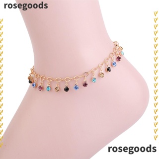 Rosegoods1 สร้อยข้อเท้า จี้ ชายหาด สร้อยข้อมือ ปรับได้ ลูกปัด เครื่องประดับ โซ่เท้า เรียบง่าย ผู้หญิง