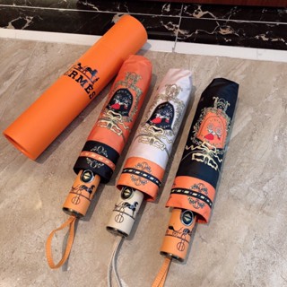 Hermes ร่มกันแดดอัตโนมัติ กัน UV แบบพกพา พับได้ ทนทาน 195