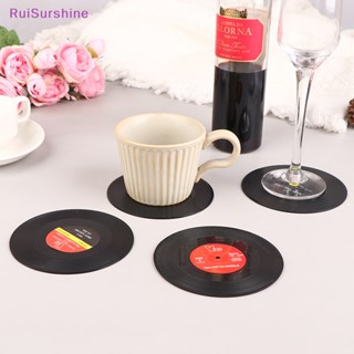 Ruisurshine ใหม่ แผ่นพลาสติกรองแก้วกาแฟ กันลื่น สไตล์เรโทร 2 4 ชิ้น