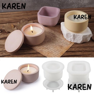 Karen แม่พิมพ์ซิลิโคนเรซิ่น อีพ็อกซี่ พร้อมฝาปิด สําหรับทําเทียน DIY