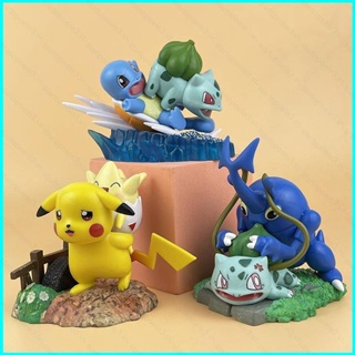 Star3 โมเดลฟิกเกอร์ Pokemon Pikachu Togepi Squirtle Bulbasaur ของเล่นสําหรับเด็ก 3 ชิ้น