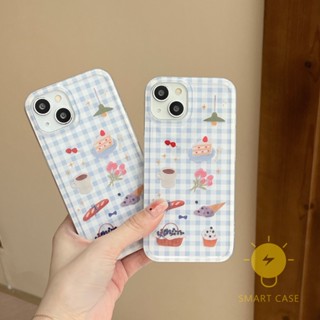 For เคสไอโฟน 14 Pro Max [Grids Sweet Cake Simple] เคส Phone Case For iPhone 14 Pro Max Plus 13 12 11 For เคสไอโฟน11 Ins Korean Style Retro Classic Couple Shockproof Protective TPU Cover Shell