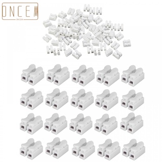 【ONCEMOREAGAIN】100pcs 10A 220V 2 Pin Push Quick Wire Cable Connector White Wiring Terminal