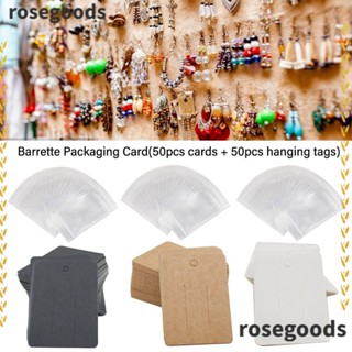 Rosegoods1 ป้ายแท็กใส แบบแขวน ขนาด 7 ซม.*10 ซม. สําหรับบรรจุภัณฑ์ 50 ชิ้น