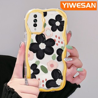 เคสโทรศัพท์มือถือแบบนิ่ม ใส ลายภาพวาดสีน้ํามัน รูปดอกไม้ สีดํา สําหรับ OPPO A31 2020 A8