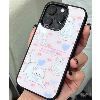 เคสโทรศัพท์มือถือ กันกระแทก ลายแมว และภาษาอังกฤษ สําหรับ iPhone 11Pro 12Pro 14plus 11 Pro MAX 14 13 12 Pro MAX X XS MAX XR 7 8plus 14promax