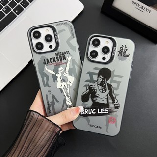 เคสโทรศัพท์มือถือ ชุบไฟฟ้า ลายการ์ตูน Michael Jackson Bruce Lee เรืองแสง สําหรับ iPhone 11 14 13 12 Pro Max