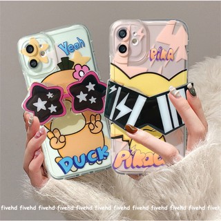 เคสป้องกันโทรศัพท์มือถือ TPU แบบนิ่ม ลายการ์ตูนปิกาจู พร้อมป็อบอัพ สําหรับ iPhone 14 13 12 11 Pro Max X XR Xs Max 8 7 6 6s Plus SE 2020