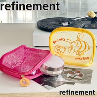 Refinement กระเป๋าเครื่องสําอาง กระเป๋าตาข่าย อเนกประสงค์ ลายการ์ตูนช้าง สีชมพู สําหรับบ้าน