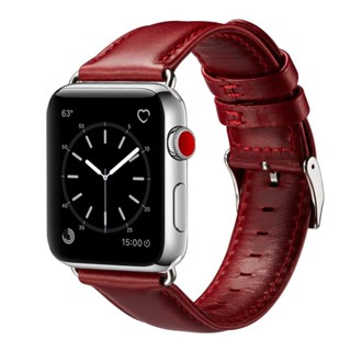 สายนาฬิกาข้อมือ สายหนังวัวแท้ ลายม้า สไตล์เรโทร สําหรับ iwatch8 apple Watch Pingguo