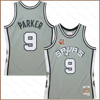 เสื้อกีฬาบาสเก็ตบอล ลาย HQ1 2023-2024 NBA Hall Of Fame San Antonio Spurs Parker Jersey สไตล์เรโทร พลัสไซซ์ สําหรับผู้ชาย และผู้หญิง QH1