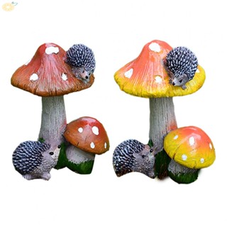 【VARSTR】Mushroom Sculpture Lovely Ornament Resin Animal Decoration Decorations