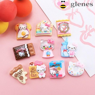 Glenes แผ่นเรซิ่น รูปการ์ตูนสัตว์ แมวน่ารัก ขนาดเล็ก DIY สําหรับติดโทรศัพท์มือถือ 10 ชิ้น