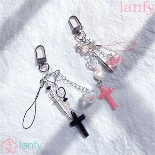 Lanfy พวงกุญแจ จี้ห้อยโทรศัพท์มือถือ รูปผีเสื้อ Y2K DIY สีชมพูหวาน สําหรับห้อยกระเป๋า