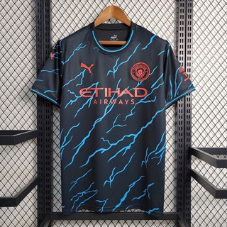 เสื้อกีฬาแขนสั้น ลายทีมฟุตบอล ManCity Away Jersey 23-24 ชุดเยือน สําหรับผู้ชาย