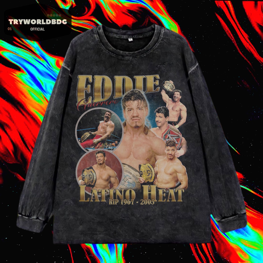 TRYWORLDBG OFFICIAL "EDDIE GUERLAINRERO" แขนยาว | เสื้อยืด OVERSIZED | เสื้อยืดฟอก | ล้างหิน | เสื้อ