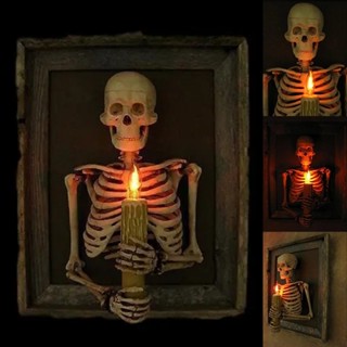 New Halloween Skull Photo Frame Candle Light Resin Crafts Ornament Decoration