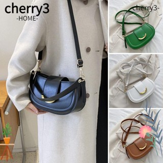 Cherry3 กระเป๋าสะพายไหล่ หนัง PU ทรงคลัทช์ แบบพกพา สีพื้น สไตล์คลาสสิก สําหรับผู้หญิง