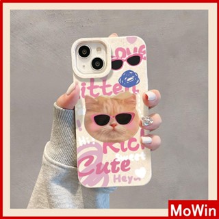 Mowin - เข้ากันได้สำหรับ เคสไอโฟน เคสไอโฟน11 เคส iphone 11 เป็นมิตรกับสิ่งแวดล้อมเคสสีขาวนุ่มป้องกันการกระแทก Cool Cat สวมแว่นกันแดดเข้ากันได้กับ iPhone 13 Pro max 12 Pro Max 11 XR XS 7Plus 8Plus