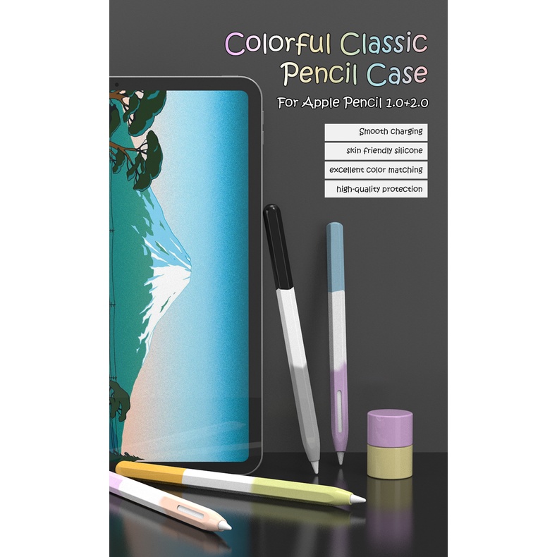 เคสซิลิโคน tpu แบบนิ่ม ลายสายรุ้ง สําหรับ Apple Pencil1 pencil2 ipad stylus