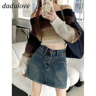 DaDulove💕 New Korean Version of INS Retro High Waist Denim Skirt Niche Washed A- line Skirt Bag Hip Skirt