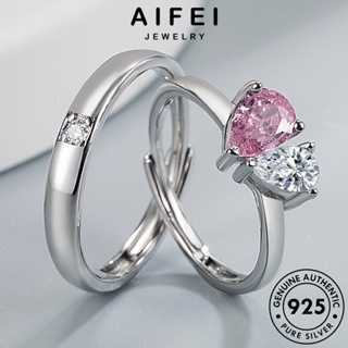 AIFEI JEWELRY คู่รัก แท้ Silver แฟชั่น เครื่องประดับ เงิน เครื่องประดับ เกาหลี คริสตัลเพชรสีชมพู 925 แหวน บุคลิกภาพรูปหัวใจ ต้นฉบับ R311