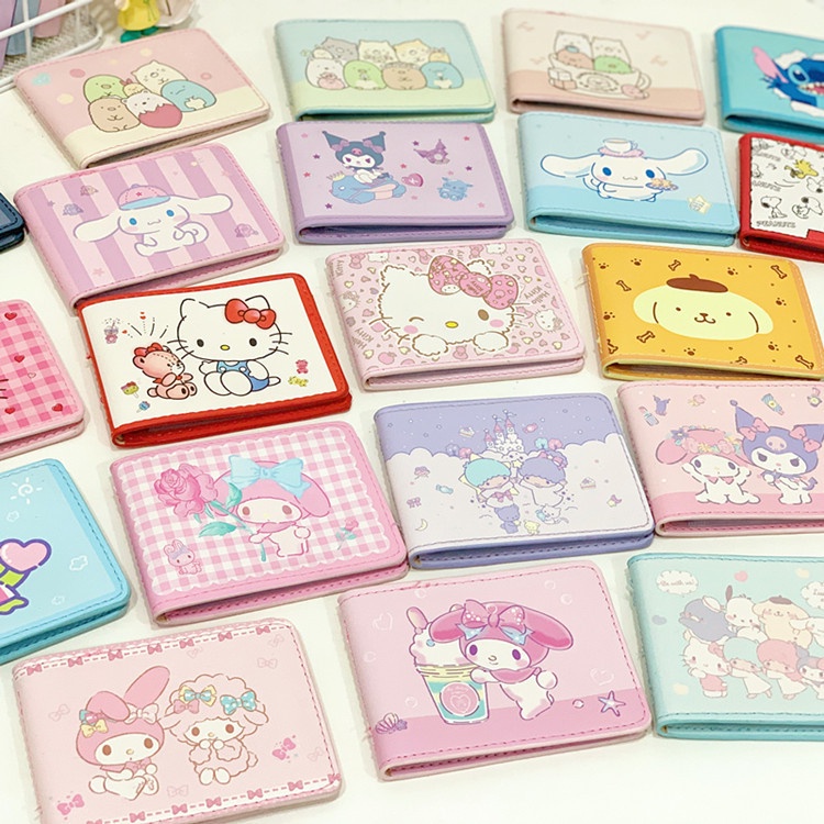 กระเป๋าใส่บัตร หนัง PU ป้องกันฝุ่น ลายการ์ตูน Sanrio Two-in-One สําหรับใส่บัตรใบขับขี่