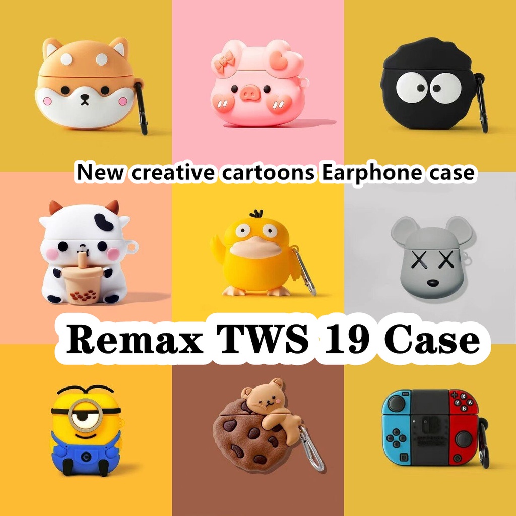 พร้อมส่ง!สําหรับ Remax TWS 19 ใหม่ ตลก การ์ตูน สําหรับ Remax TWS 19 เคสนิ่ม หูฟัง เคส