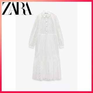 Zara ใหม่ ชุดมินิเดรส ปักลายกลวง สําหรับผู้หญิง