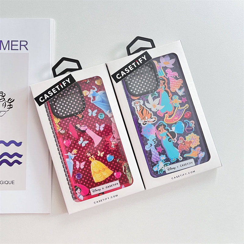 Casetifg เคสโทรศัพท์มือถือ ซิลิโคนนิ่ม TPU ใส กันกระแทก ลายเจ้าหญิงดิสนีย์ กลิตเตอร์ พร้อมกล่อง แฟชั่น สําหรับ iPhone 11 12 13 14 Pro Max