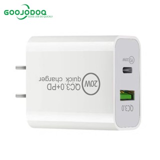 GOOJODOQ 20W หัวชาร์จเร็ว PD Power Adapter QC 3.0 Quick Wall Charger สำหรับ Android สาย USB-C จำนวนมาก